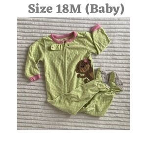 Carter's 18 Months Light Green Monkey Fleece Footed One Piece Pajamas